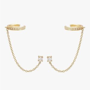 Gold/CZ Ear Cuff and Studs with Ear Climber